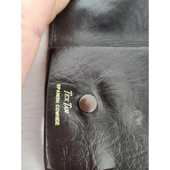 Vintage 70s Tex Tan Trifold Brown Leather Wallet Key Case Card Case Snap Closure - Picture 6 of 9